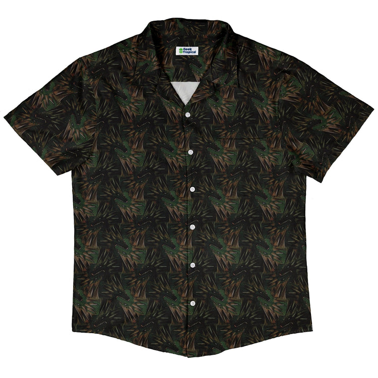 Dragon Weaving Inferno Forest Button Up Shirt Geek Nerd adult sizing Designs by Nathan fantasy prints