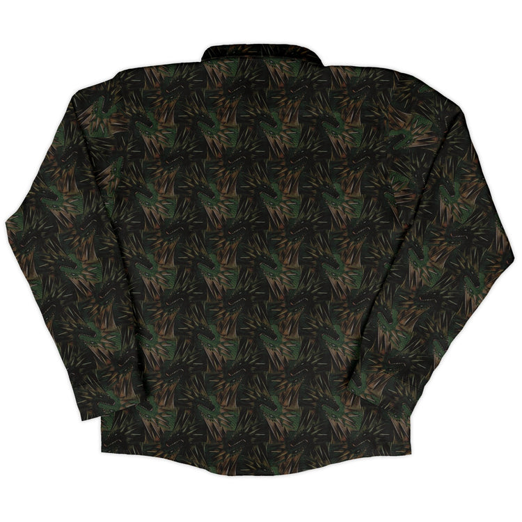 Dragon Weaving Inferno Forest Long Sleeve Button Up Shirt Geek Nerd adult sizing Designs by Nathan fantasy prints