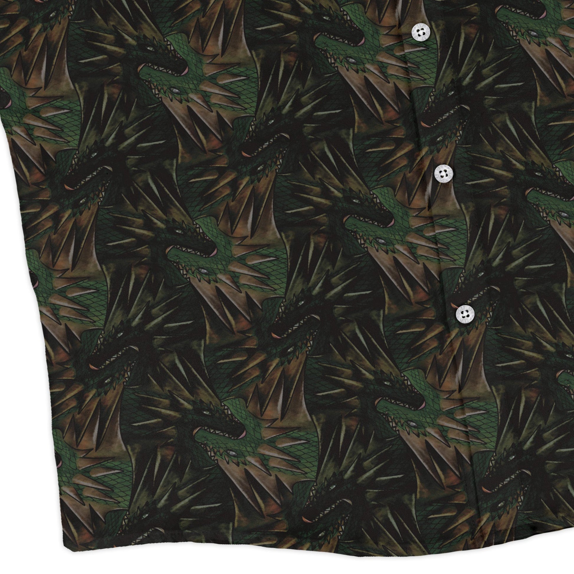 Dragon Weaving Inferno Forest Long Sleeve Button Up Shirt Geek Nerd adult sizing Designs by Nathan fantasy prints