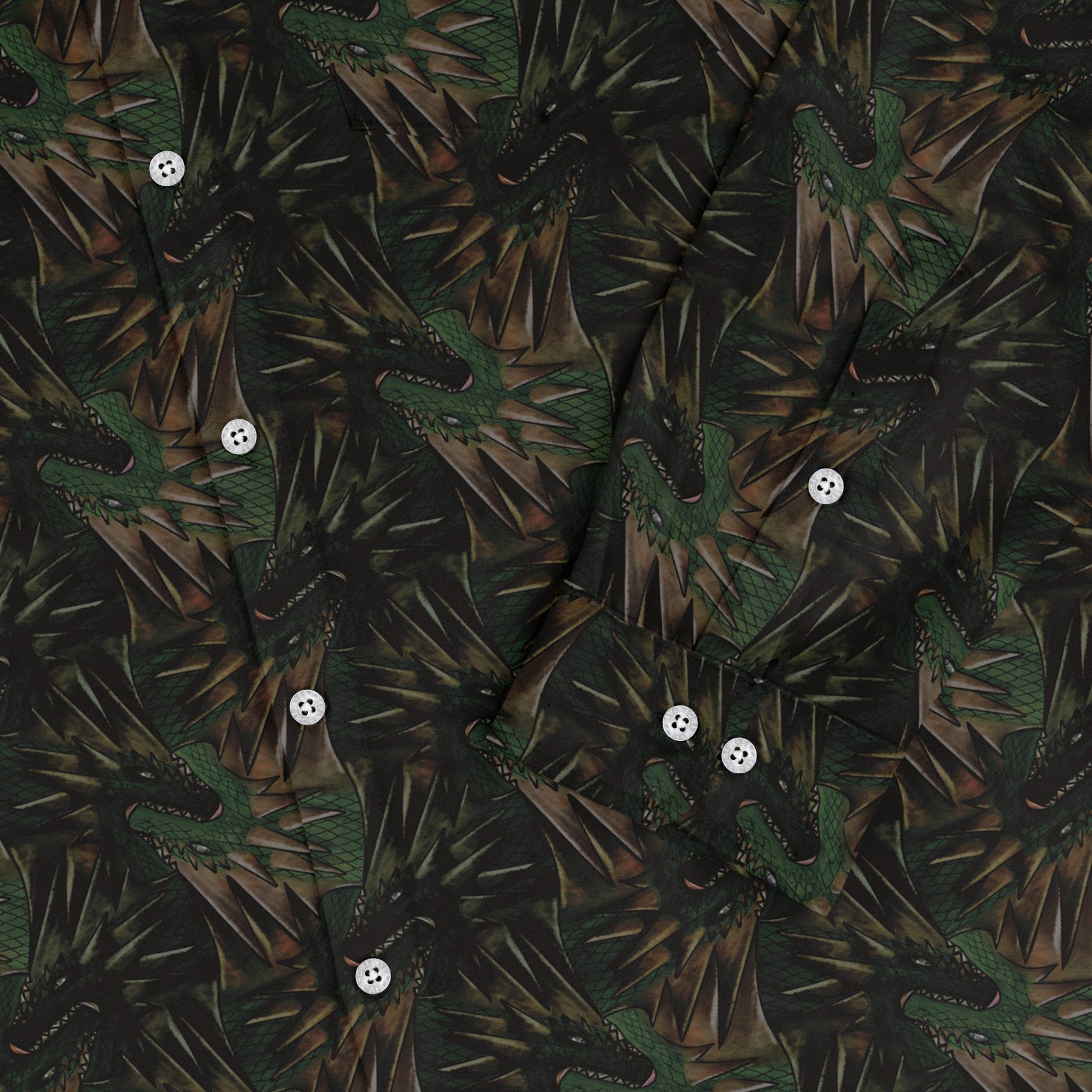 Dragon Weaving Inferno Forest Long Sleeve Button Up Shirt Geek Nerd adult sizing Designs by Nathan fantasy prints