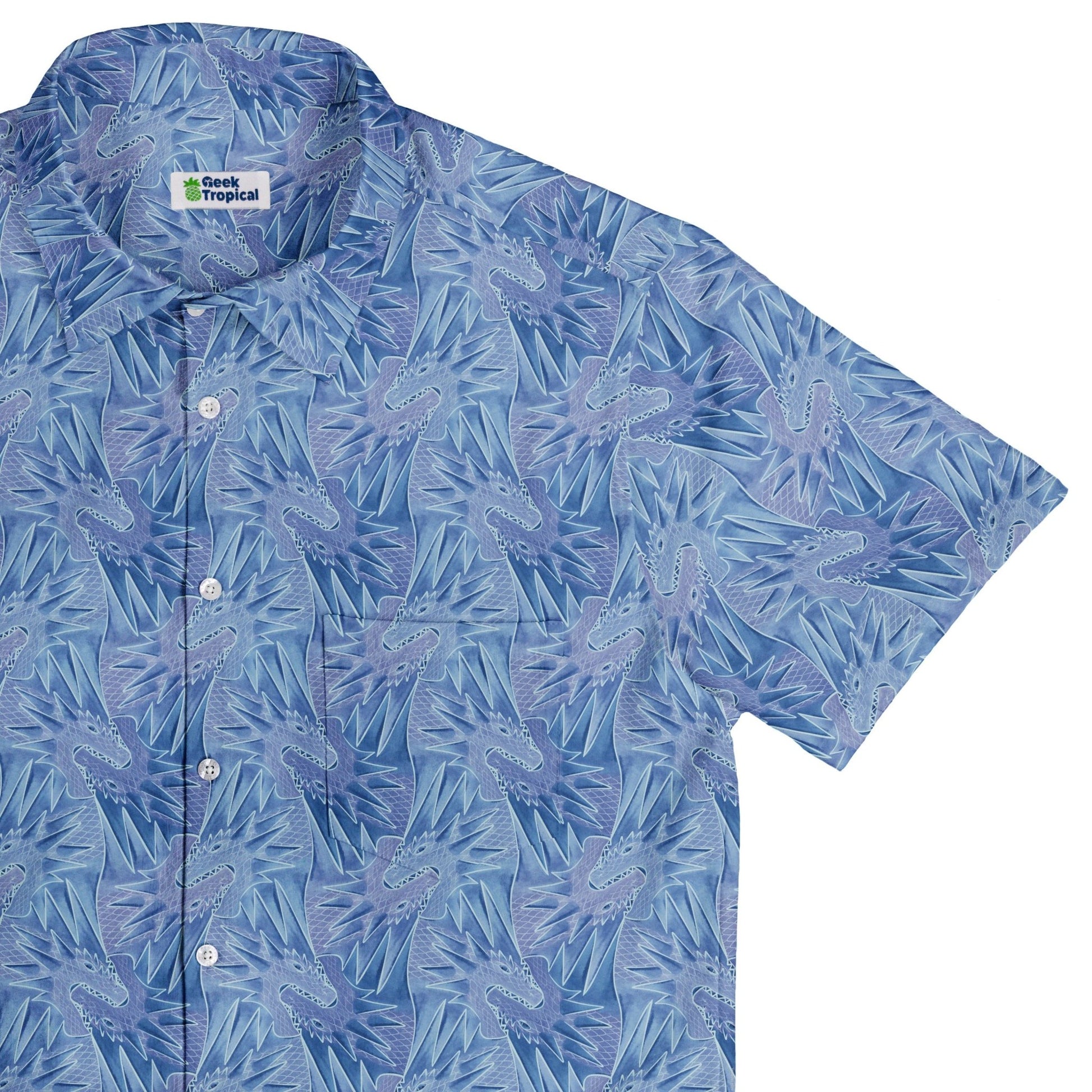 Dragon Weaving Inferno Frost Button Up Shirt Geek Nerd adult sizing Designs by Nathan fantasy prints
