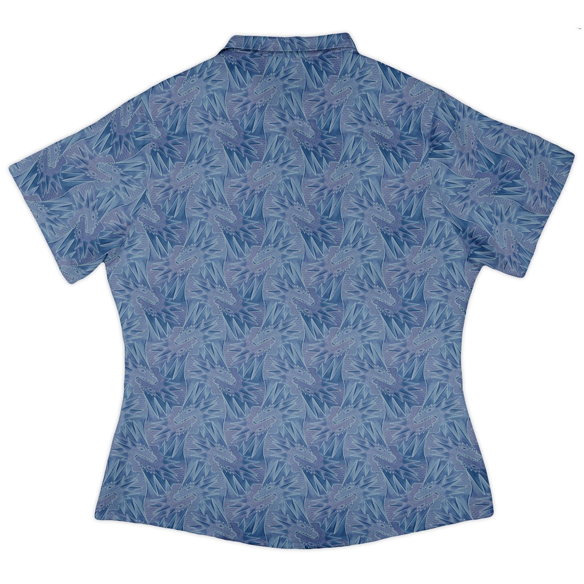 Dragon Weaving Inferno Frost Curvy Button Up Shirt Geek Nerd Designs by Nathan fantasy prints q225