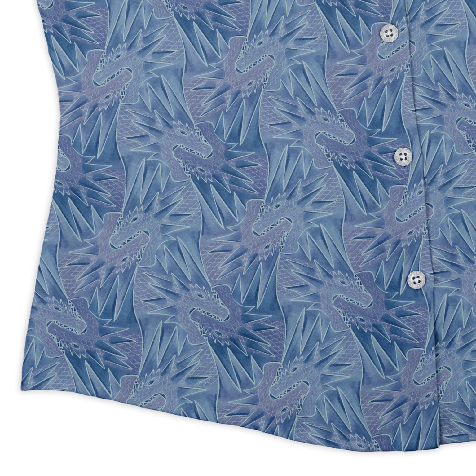 Dragon Weaving Inferno Frost Curvy Button Up Shirt Geek Nerd Designs by Nathan fantasy prints q225