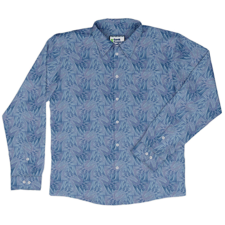 Dragon Weaving Inferno Frost Long Sleeve Button Up Shirt Geek Nerd adult sizing Designs by Nathan fantasy prints