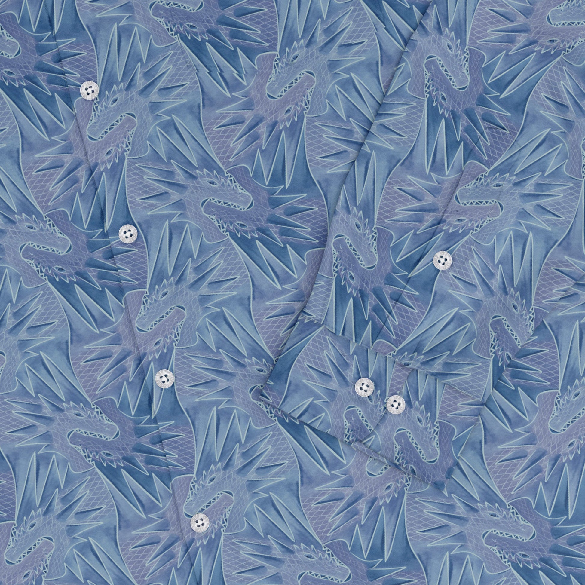 Dragon Weaving Inferno Frost Long Sleeve Button Up Shirt Geek Nerd adult sizing Designs by Nathan fantasy prints