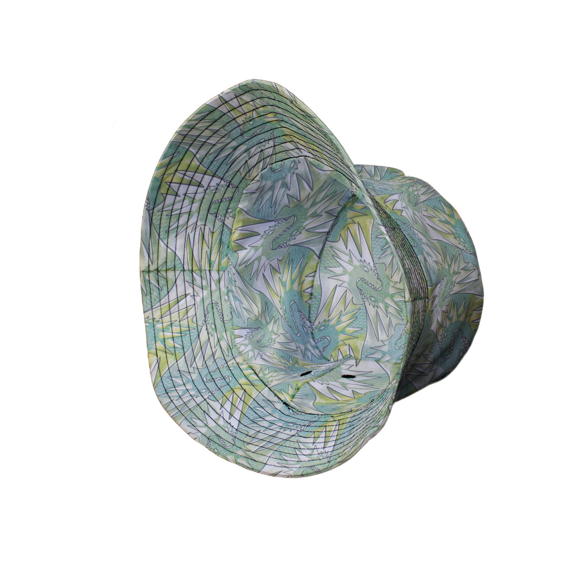 Dragon Weaving Inferno Lime Bucket Hat Geek Nerd Designs by Nathan fantasy prints lx - B