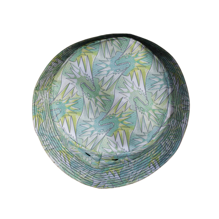 Dragon Weaving Inferno Lime Bucket Hat Geek Nerd Designs by Nathan fantasy prints lx - B