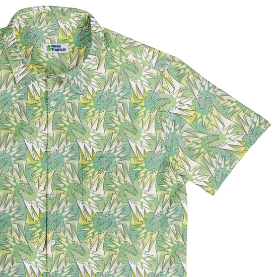 Dragon Weaving Inferno Lime Button Up Shirt Geek Nerd adult sizing Designs by Nathan fantasy prints