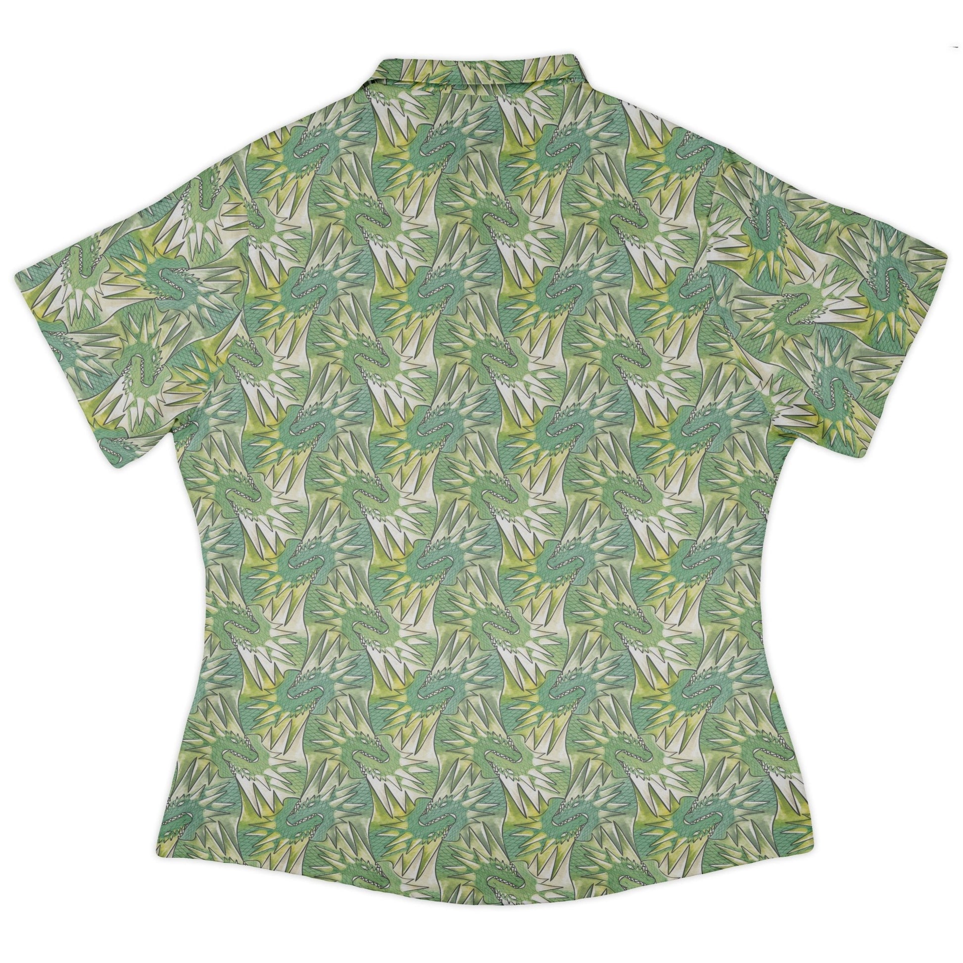 Dragon Weaving Inferno Lime Curvy Button Up Shirt Geek Nerd Designs by Nathan fantasy prints q225