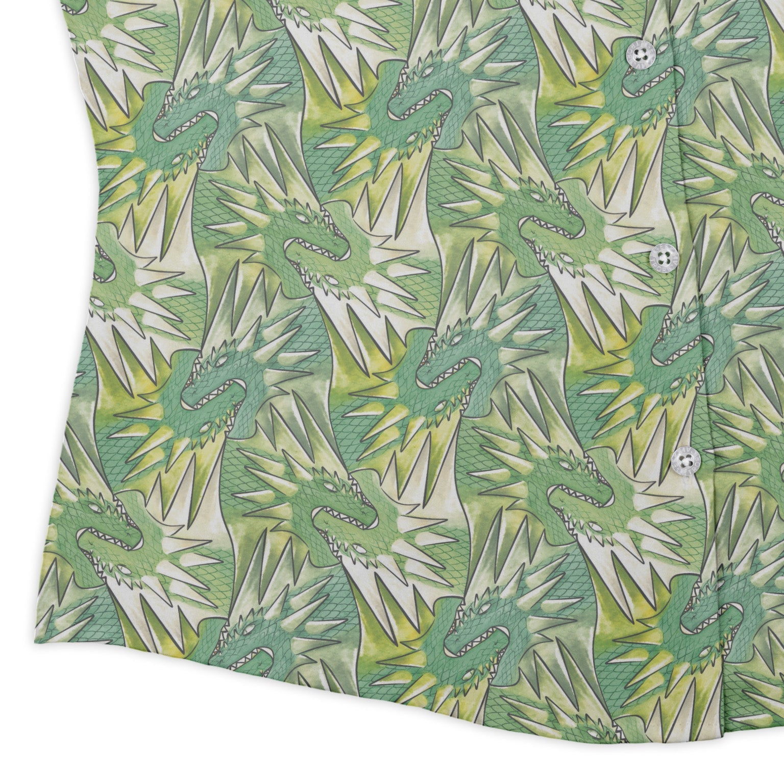 Dragon Weaving Inferno Lime Curvy Button Up Shirt Geek Nerd Designs by Nathan fantasy prints q225