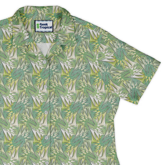 Dragon Weaving Inferno Lime Curvy Button Up Shirt 1