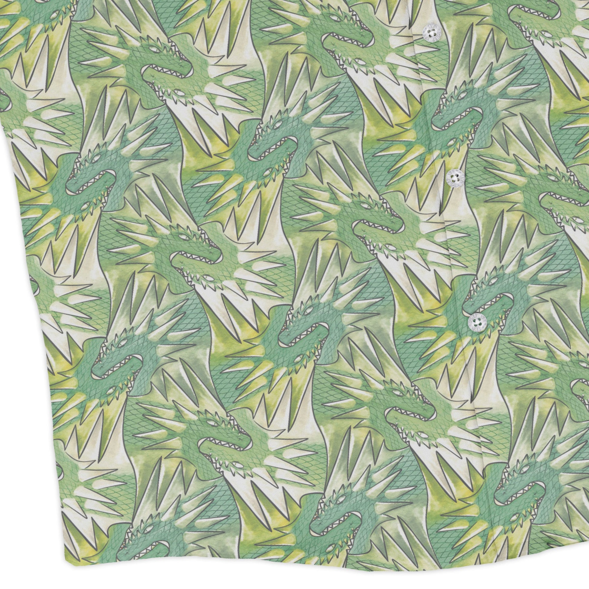 Dragon Weaving Inferno Lime Long Sleeve Button Up Shirt Geek Nerd adult sizing Designs by Nathan fantasy prints