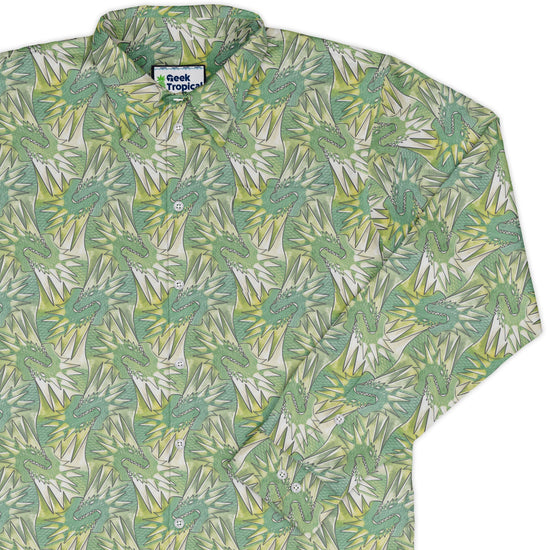 Dragon Weaving Inferno Lime Long Sleeve Button Up Shirt 1