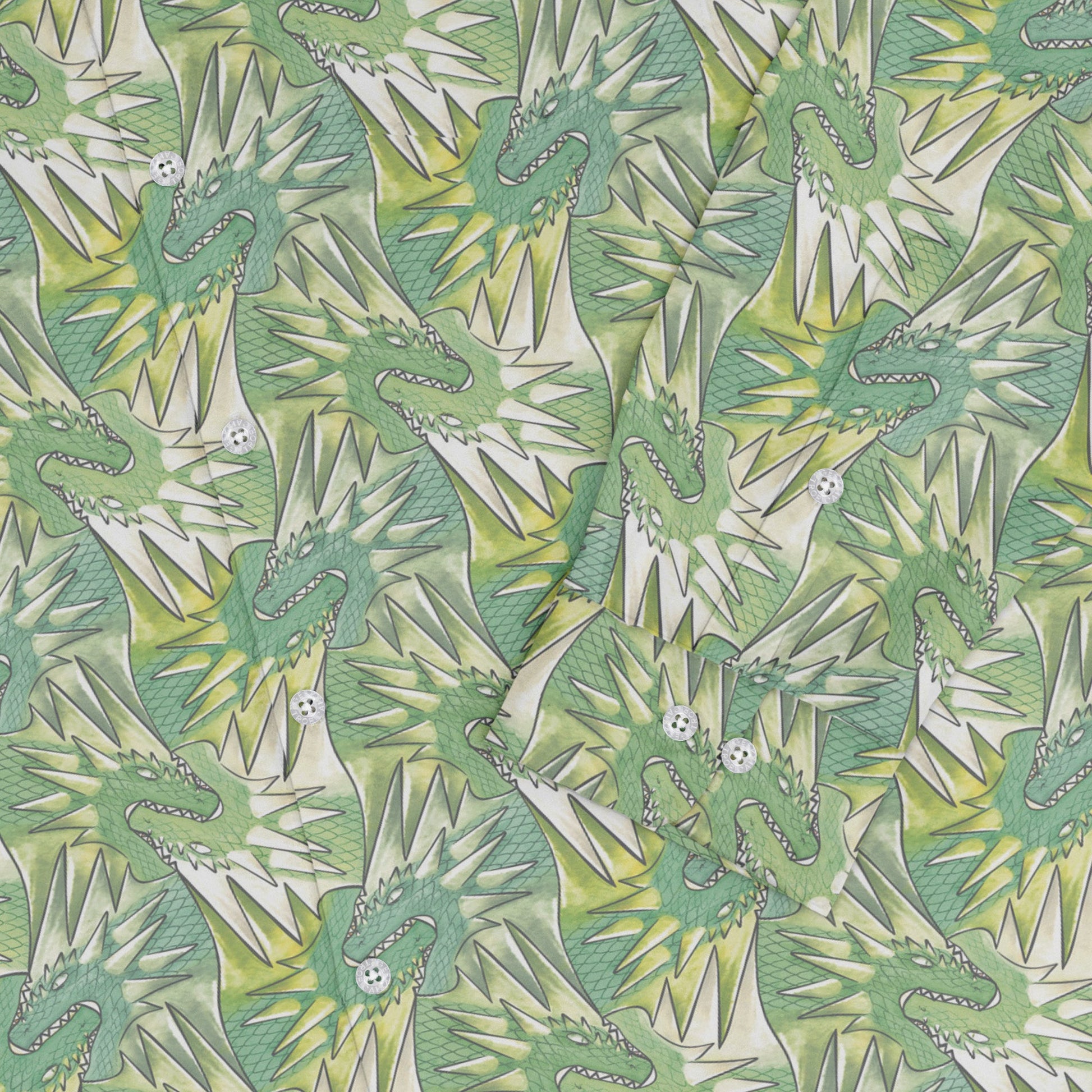 Dragon Weaving Inferno Lime Long Sleeve Button Up Shirt Geek Nerd adult sizing Designs by Nathan fantasy prints