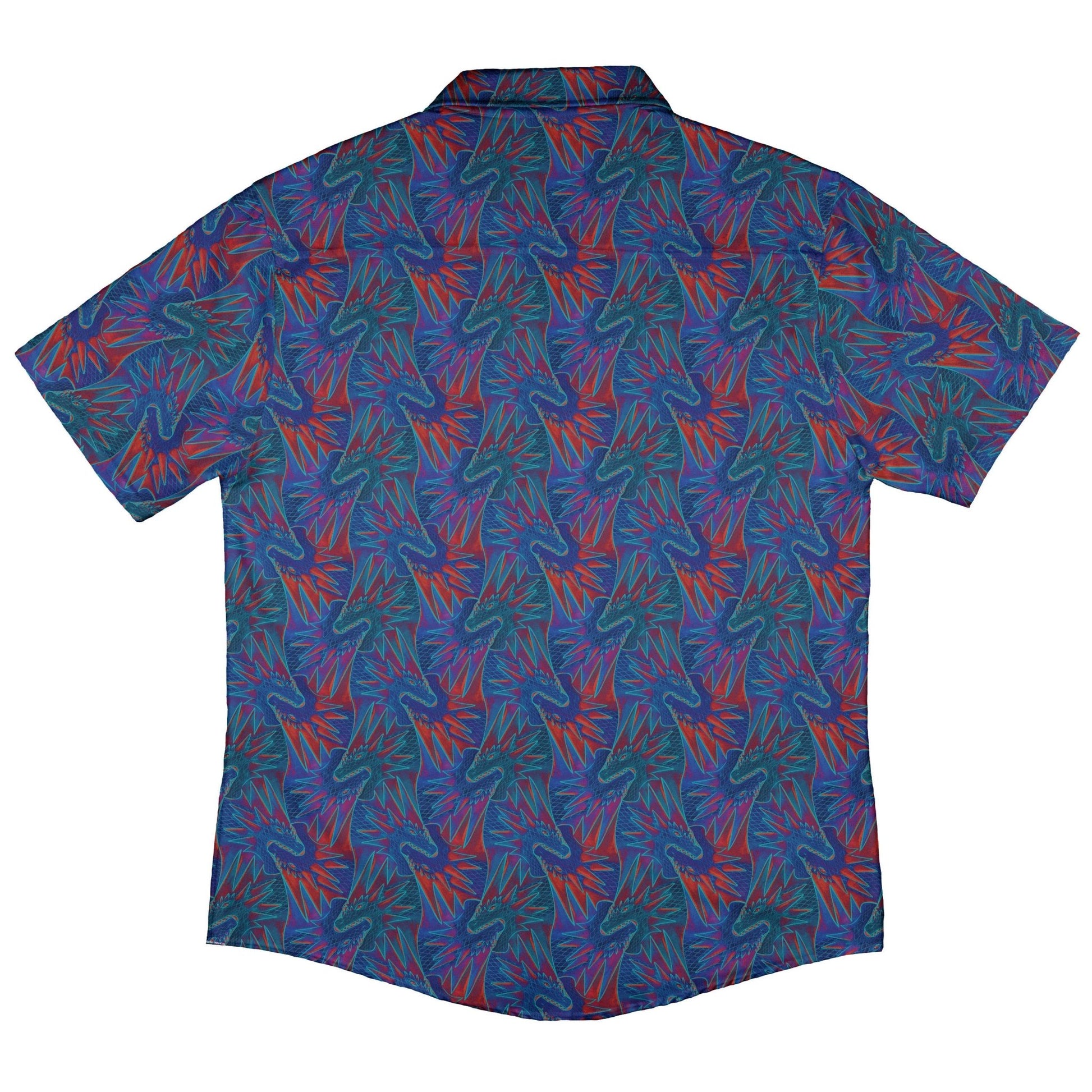 Dragon Weaving Inferno Retro Button Up Shirt Geek Nerd adult sizing Designs by Nathan fantasy prints