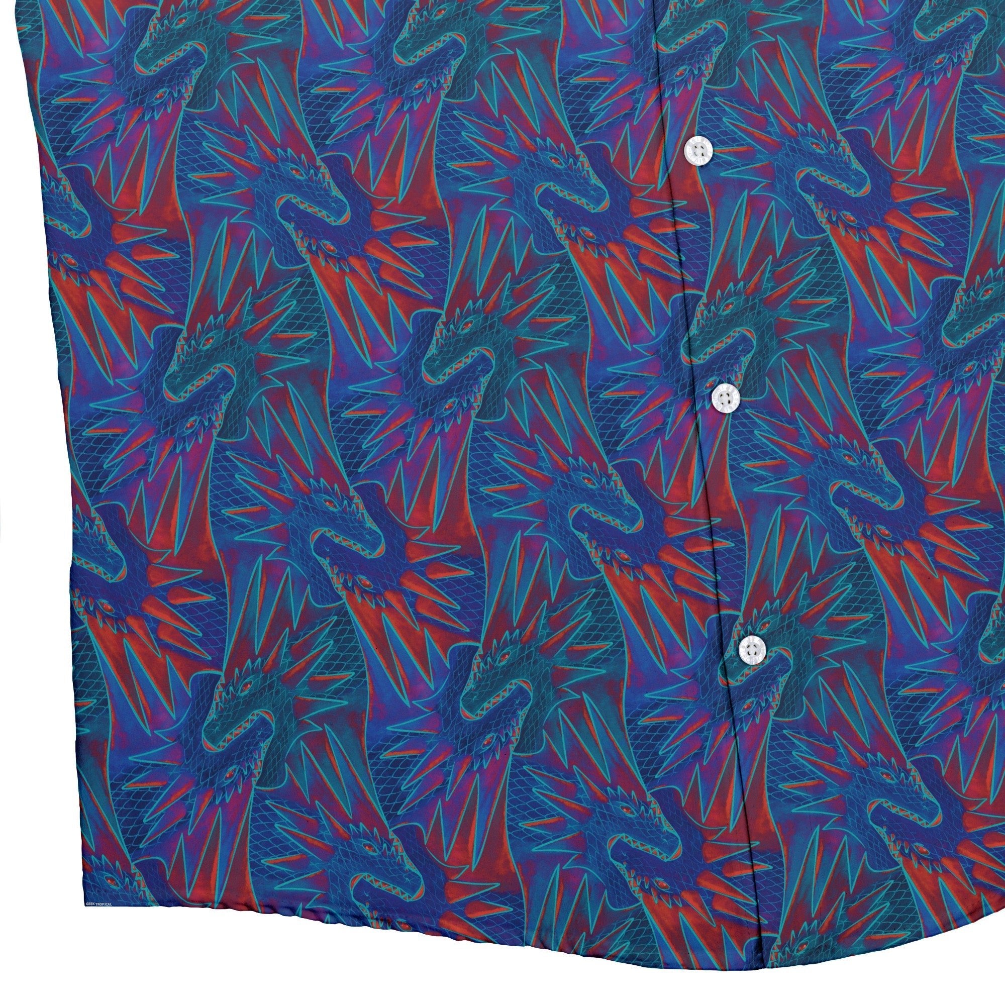 Dragon Weaving Inferno Retro Button Up Shirt Geek Nerd adult sizing Designs by Nathan fantasy prints