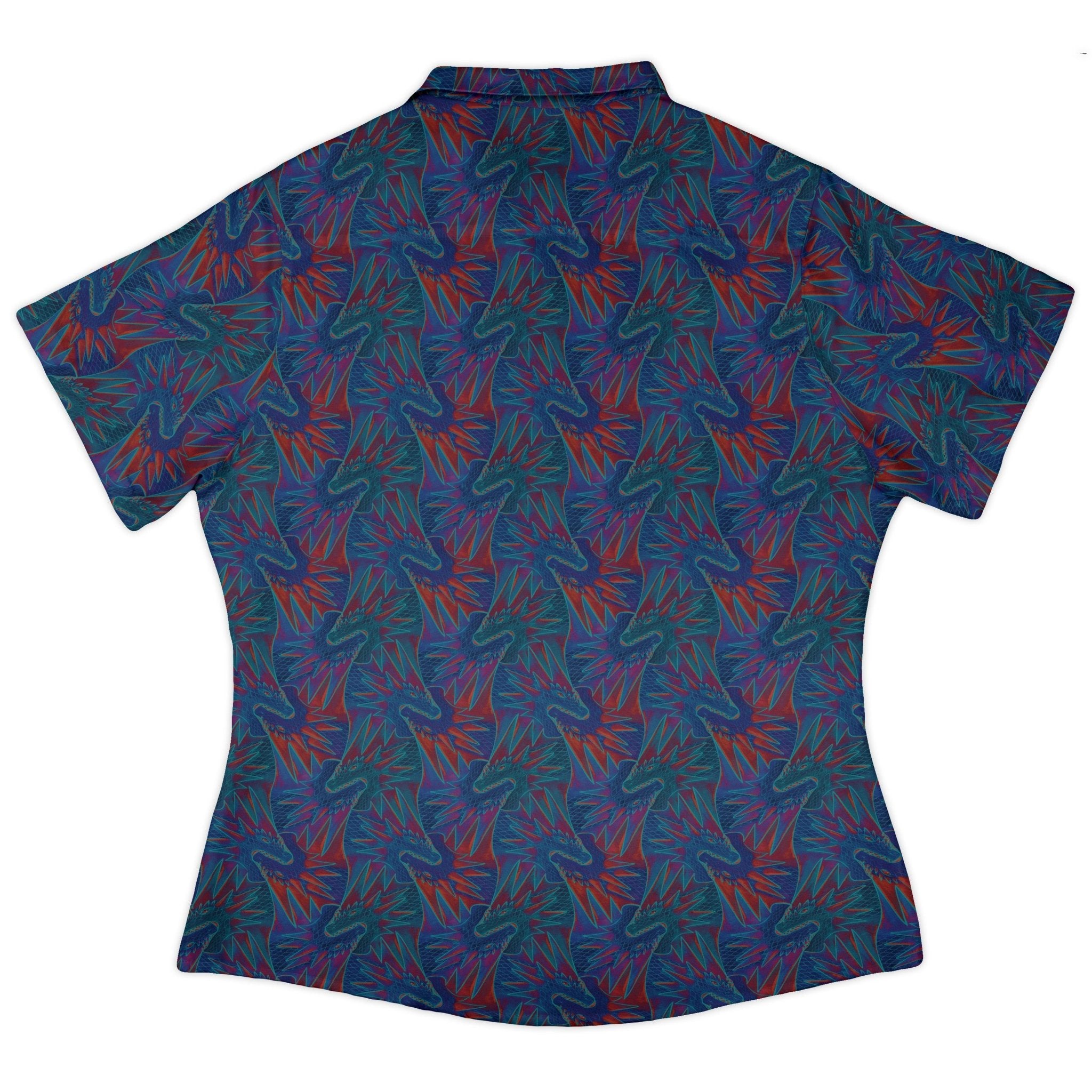 Dragon Weaving Inferno Retro Curvy Button Up Shirt Geek Nerd Designs by Nathan fantasy prints q225