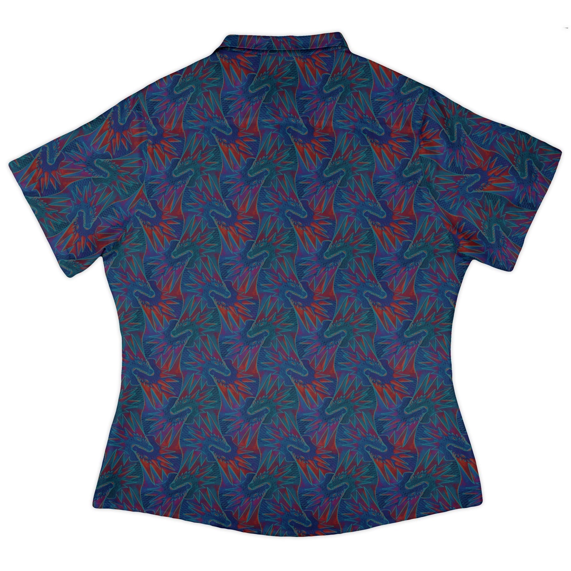 Dragon Weaving Inferno Retro Curvy Button Up Shirt Geek Nerd Designs by Nathan fantasy prints q225