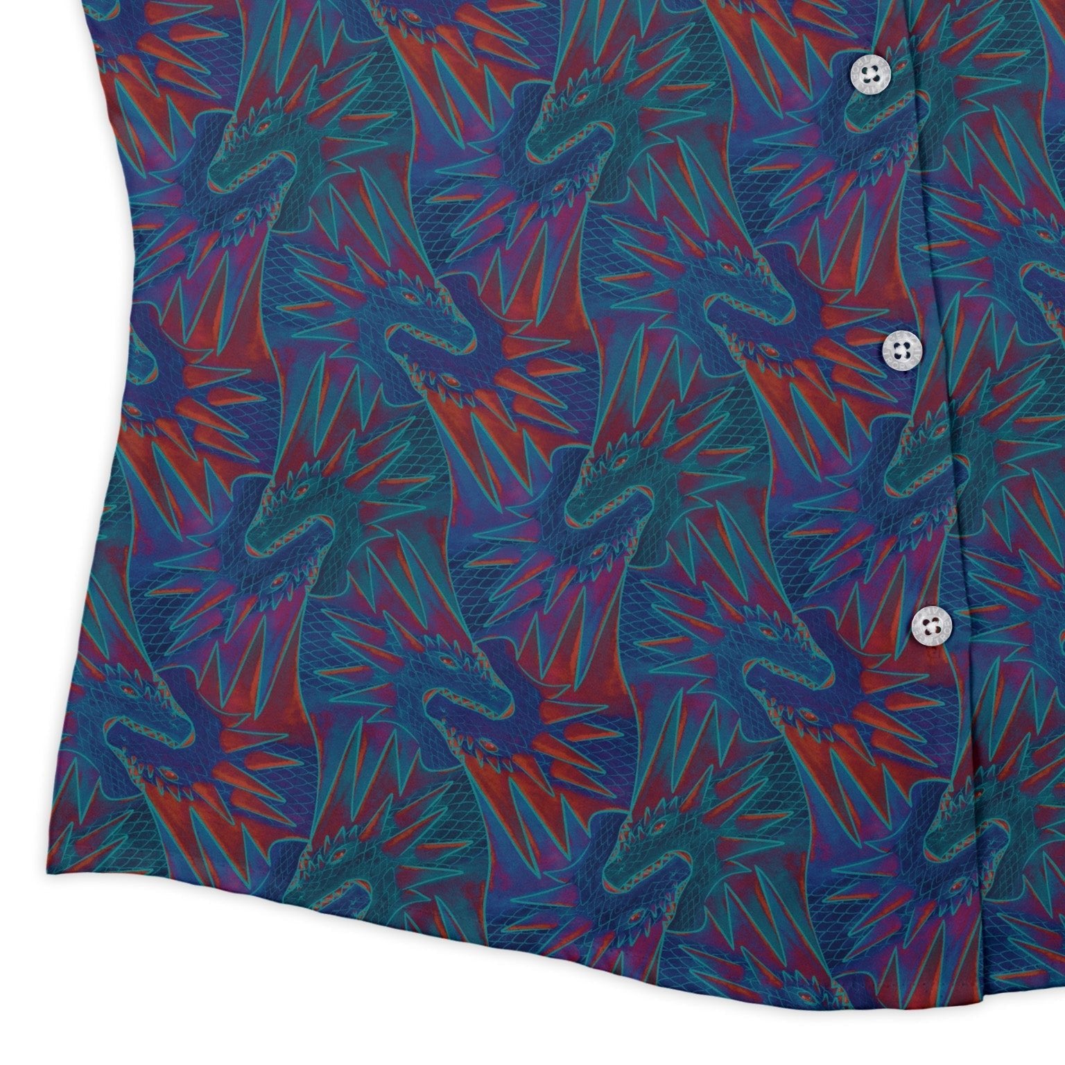 Dragon Weaving Inferno Retro Curvy Button Up Shirt Geek Nerd Designs by Nathan fantasy prints q225