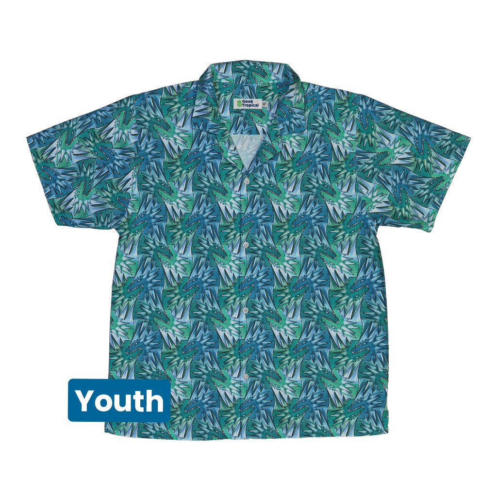 Dragon Weaving Inferno Teal Youth Hawaiian Shirt Geek Nerd Designs by Nathan fantasy prints q225
