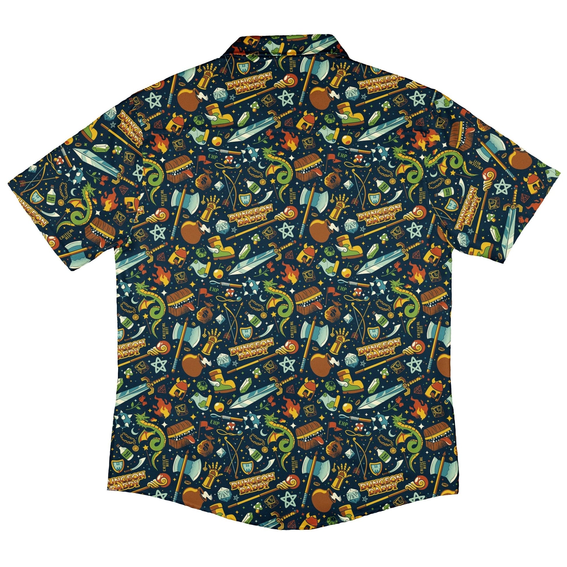 Dungeon Daddy Button Up Shirt Geek Nerd adult sizing Design by Tobe Fonseca dnd & rpg print