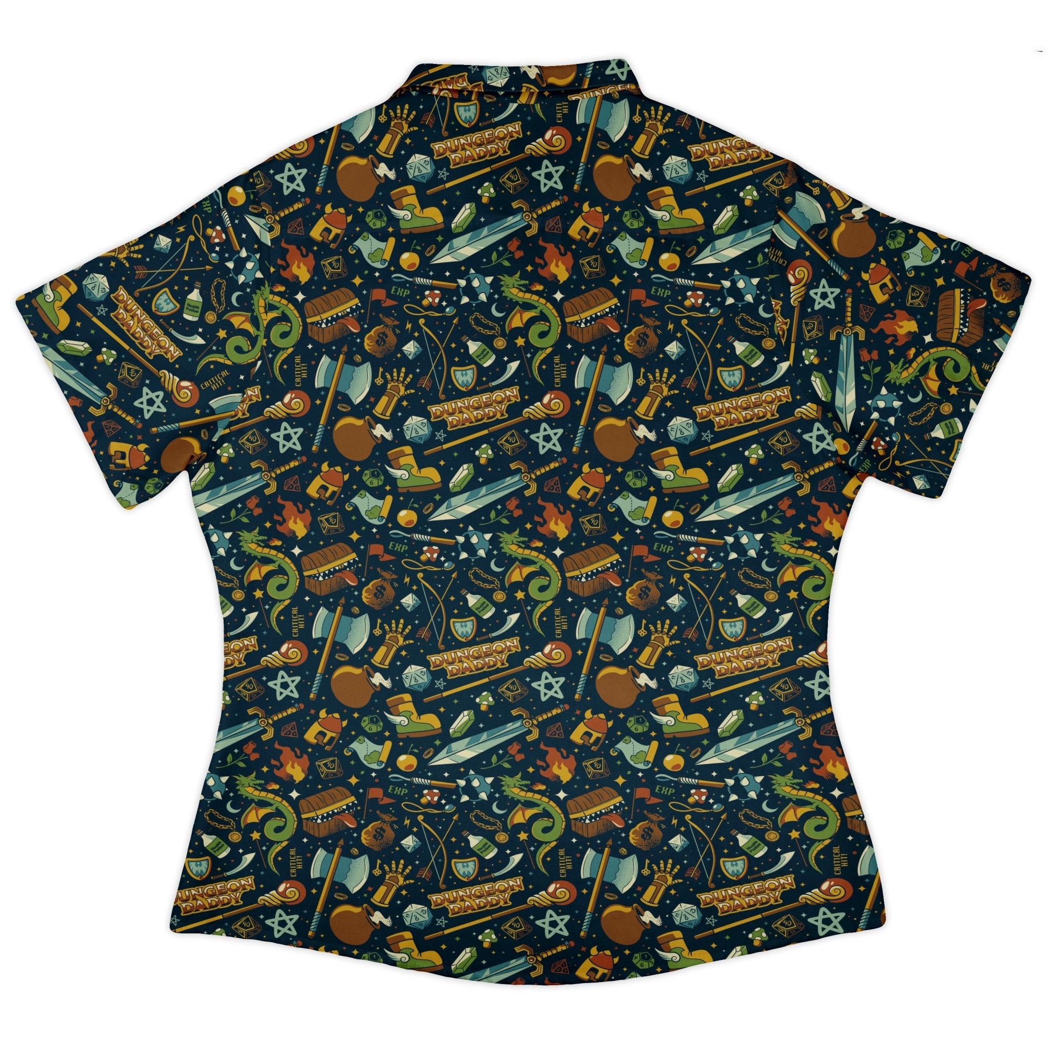 Dungeon Daddy Curvy Button Up Shirt Geek Nerd Design by Tobe Fonseca dnd & rpg print q225
