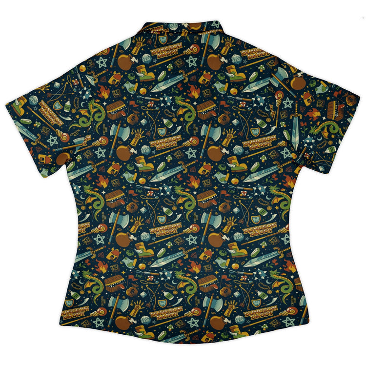 Dungeon Daddy Curvy Button Up Shirt Geek Nerd Design by Tobe Fonseca dnd & rpg print q225