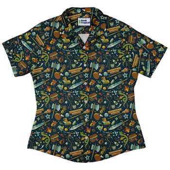 Dungeon Daddy Curvy Button Up Shirt Geek Nerd Design by Tobe Fonseca dnd & rpg print q225