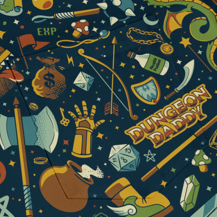 Dungeon Daddy Long Sleeve Button Up Shirt Geek Nerd adult sizing Design by Tobe Fonseca dnd & rpg print
