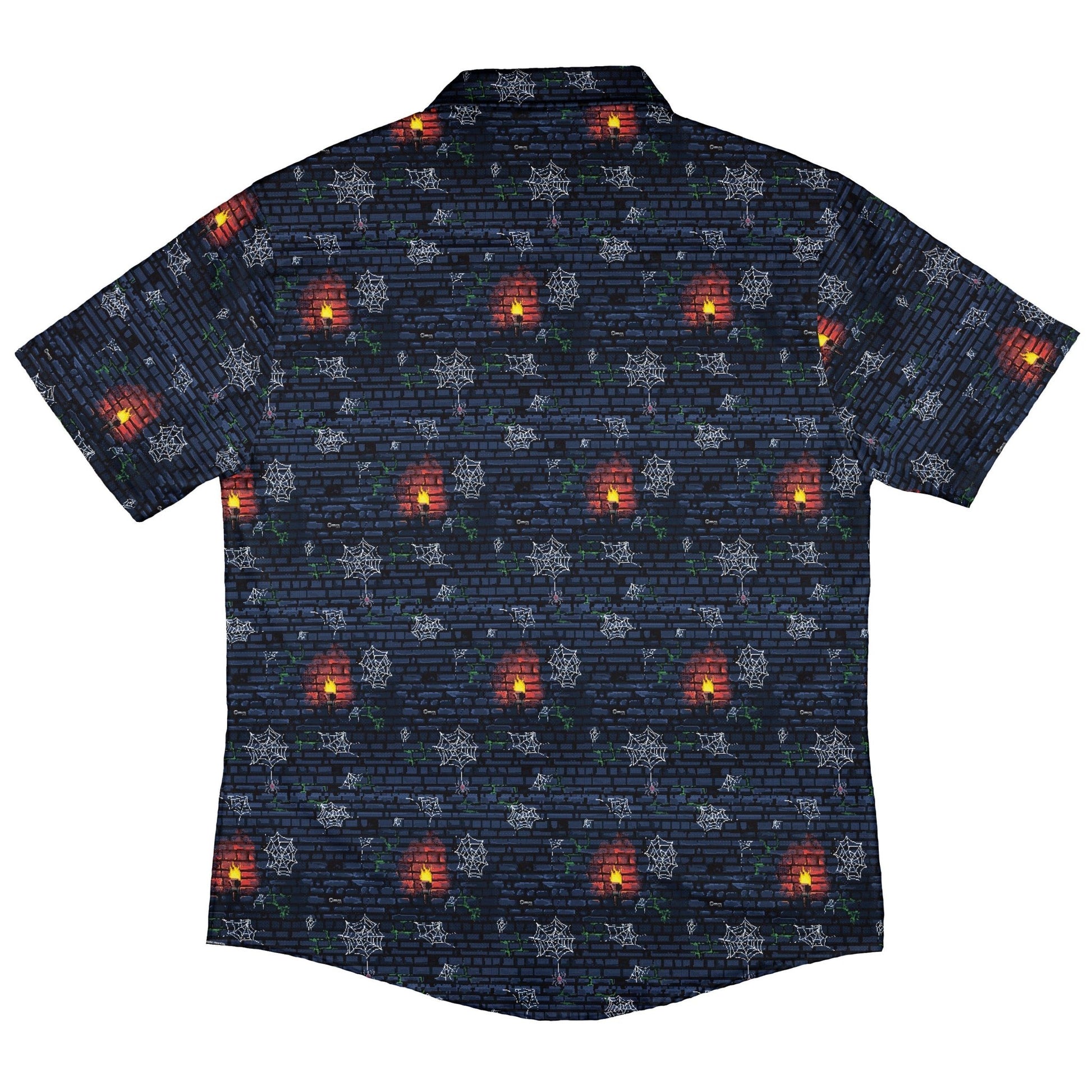 Dungeon Wall Button Up Shirt Geek Nerd adult sizing Design by Claire Murphy dnd & rpg print