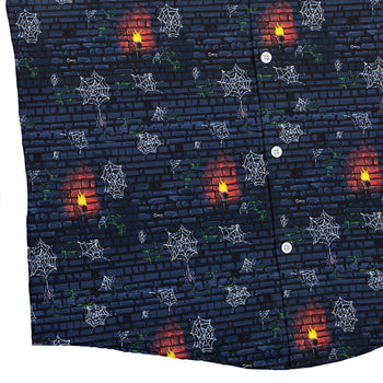 Dungeon Wall Button Up Shirt Geek Nerd adult sizing Design by Claire Murphy dnd & rpg print