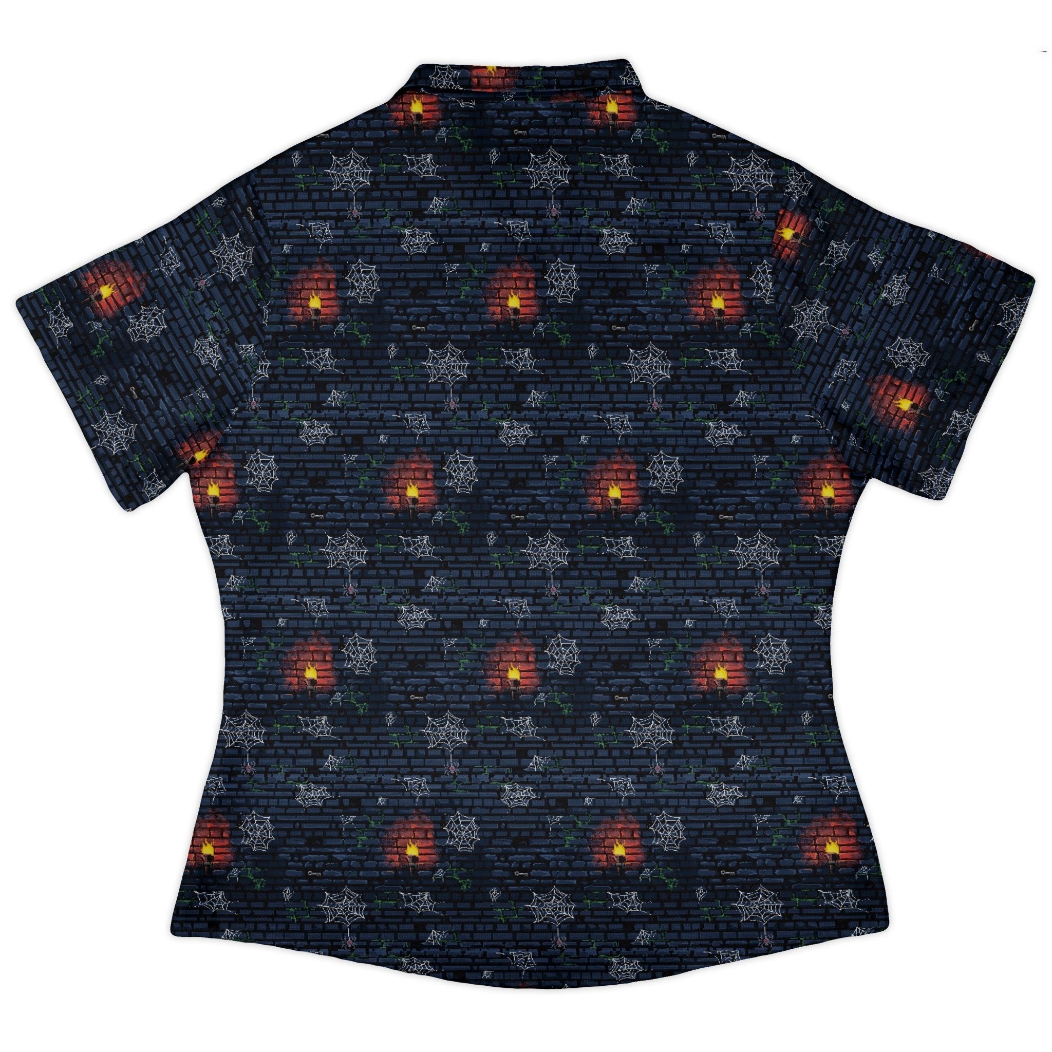 Dungeon Wall Curvy Button Up Shirt Geek Nerd Design by Claire Murphy dnd & rpg print q225