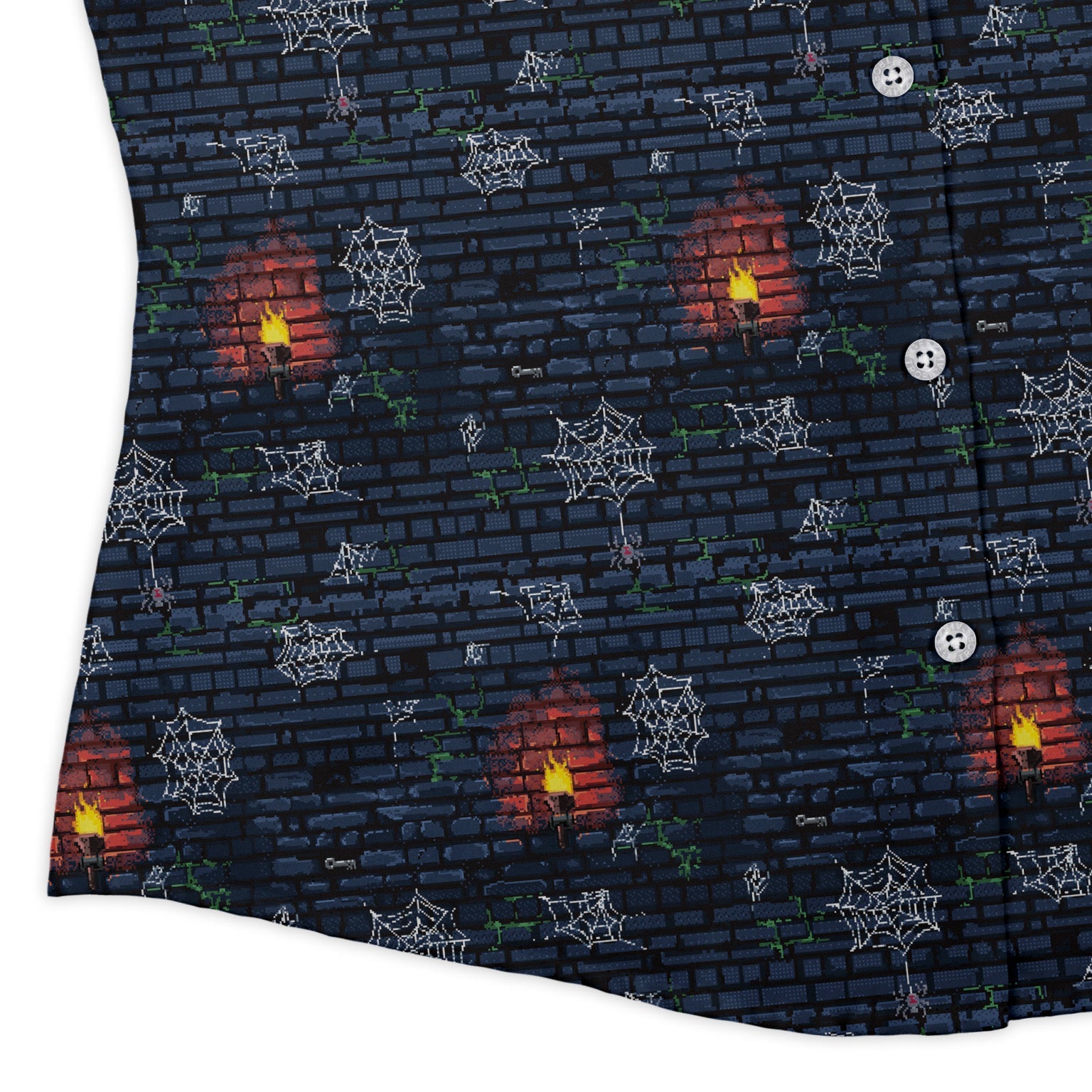 Dungeon Wall Curvy Button Up Shirt Geek Nerd Design by Claire Murphy dnd & rpg print q225