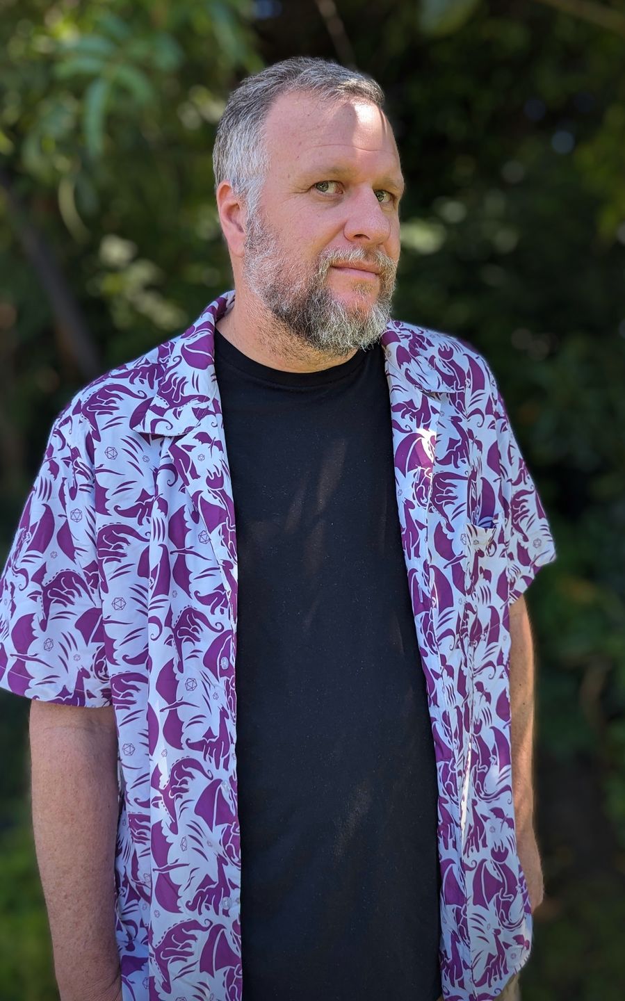 Dungeons and dragons button up shirt purple DND Dice