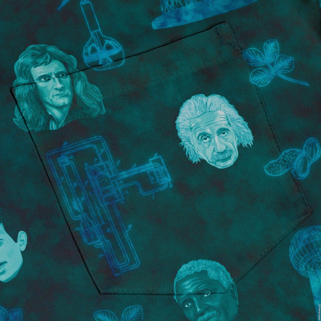Eerie Science Legends Button Up Shirt - adult sizing - Designs by Nathan - science print