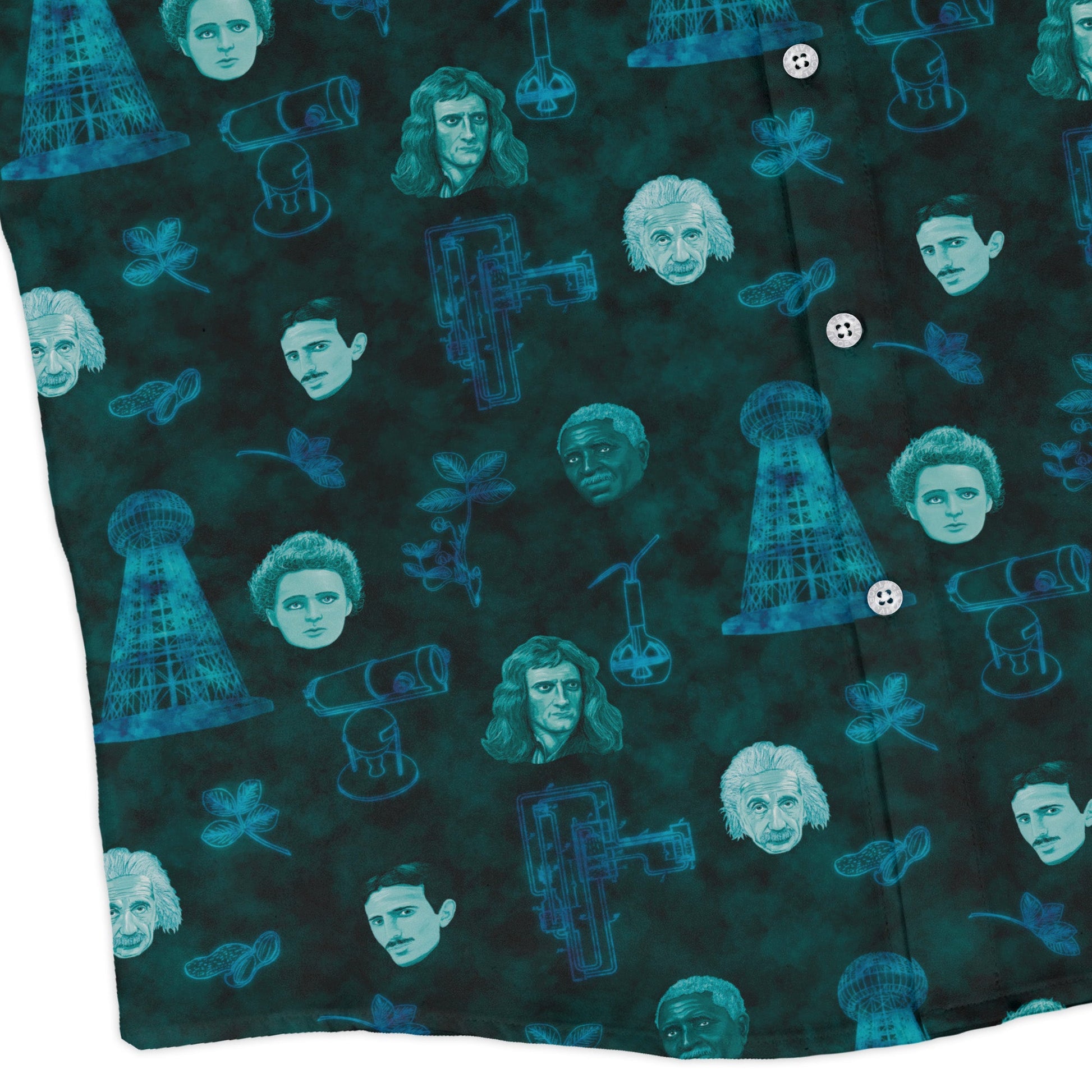 Eerie Science Legends Long Sleeve Button Up Shirt Geek Nerd adult sizing Designs by Nathan FLOW DESC WRITING