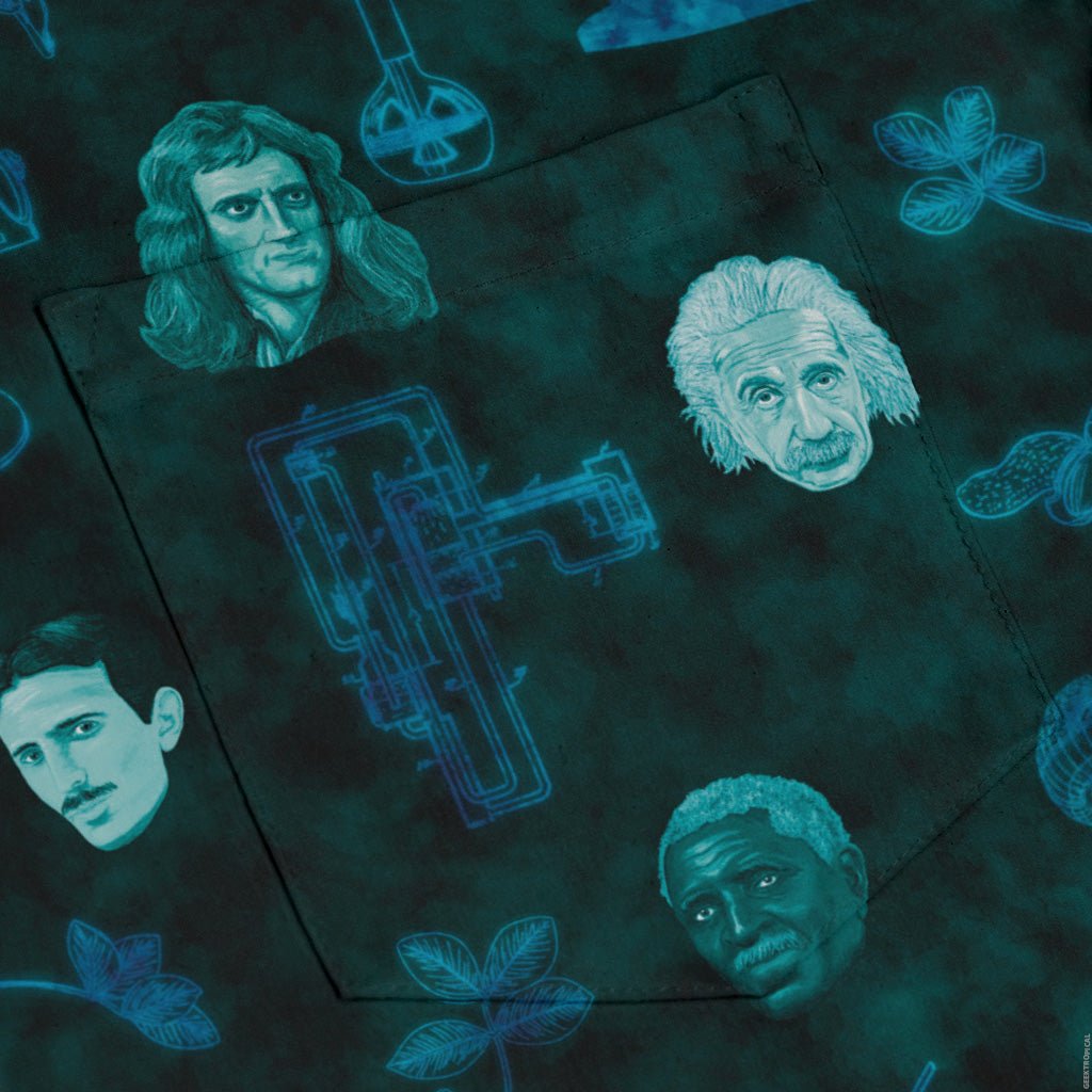 Eerie Science Legends Long Sleeve Button Up Shirt Geek Nerd adult sizing Designs by Nathan FLOW DESC WRITING