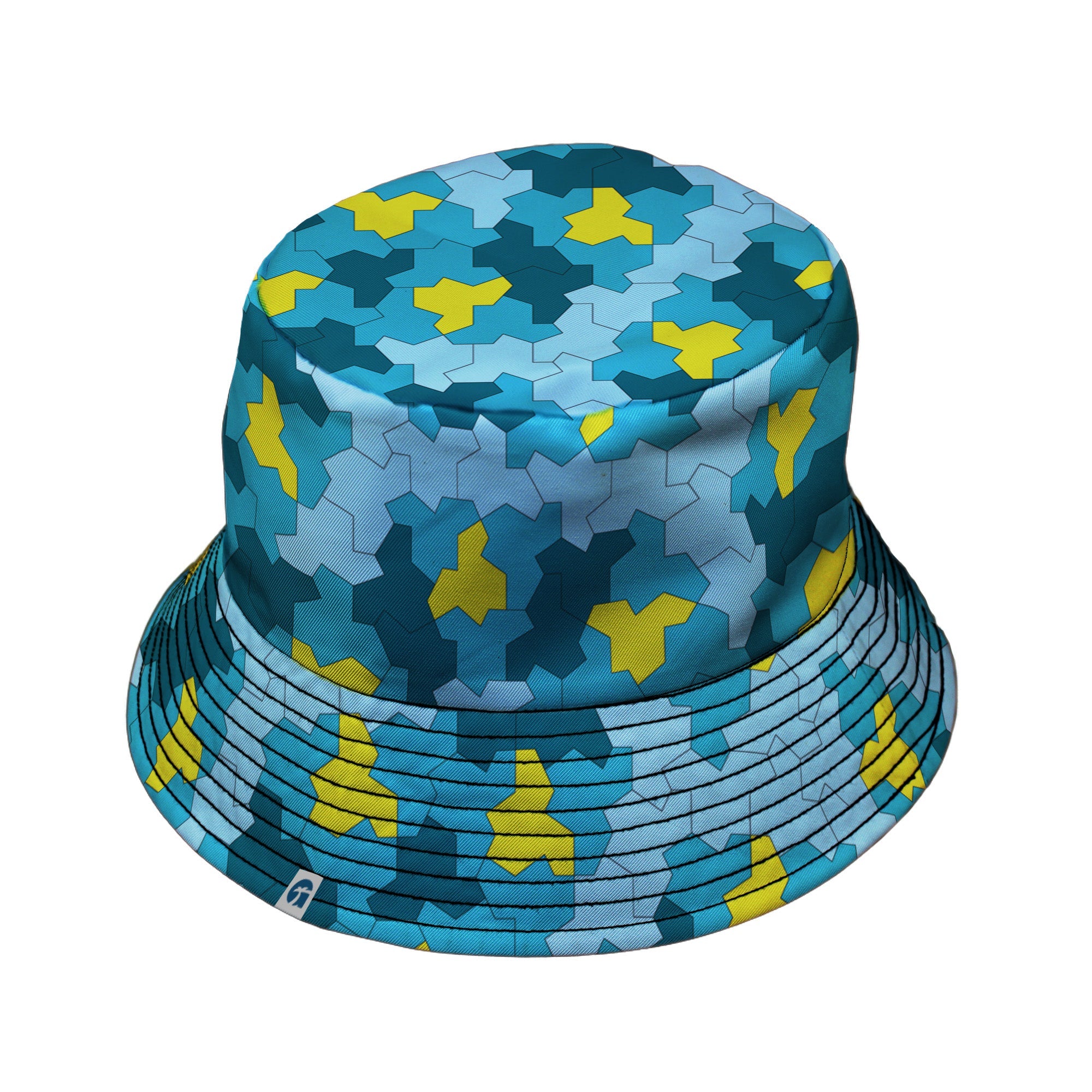 Einstein Tile Lagoon Teal Bucket Hat Black Stitching