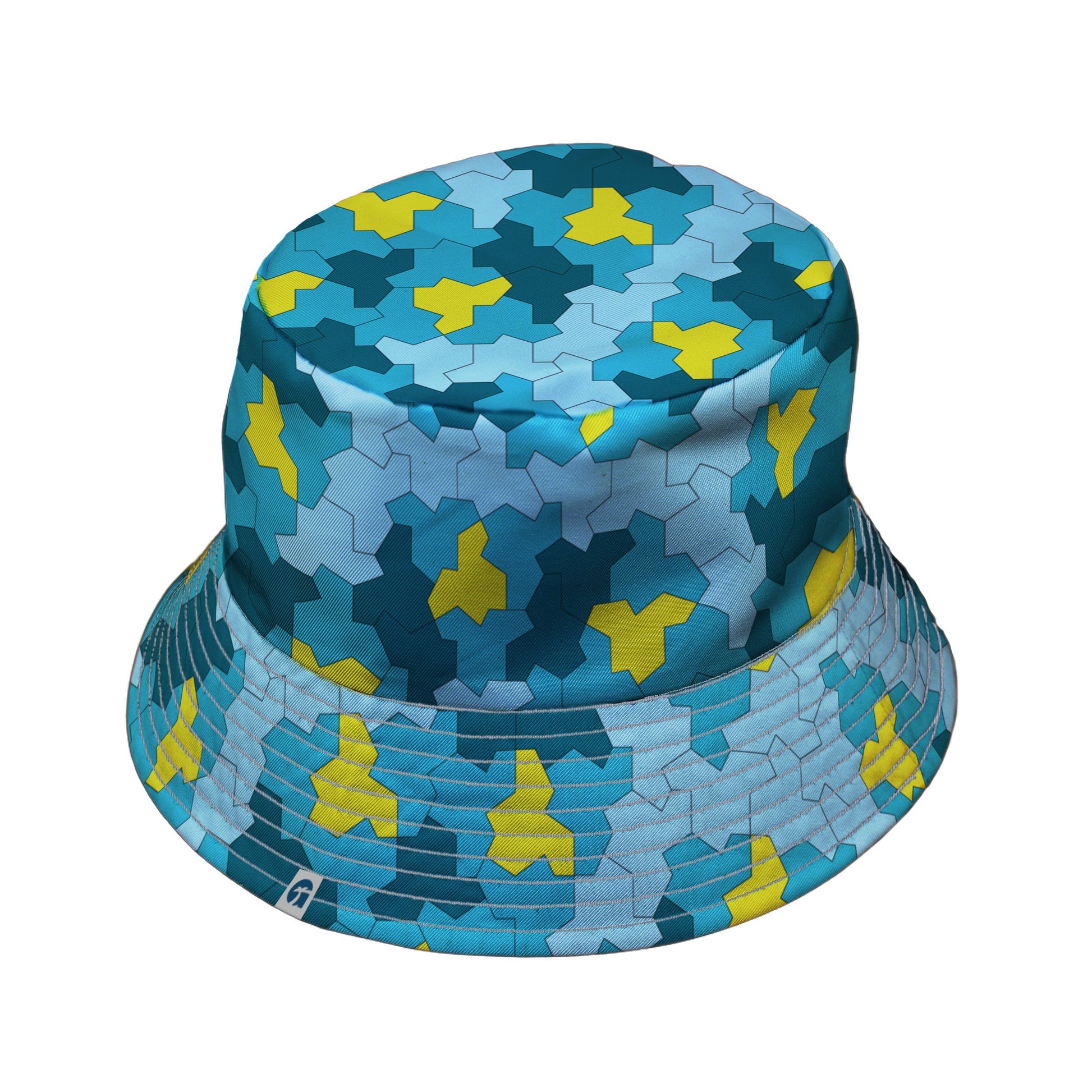 Einstein Tile Lagoon Teal Bucket Hat Gray Stitching