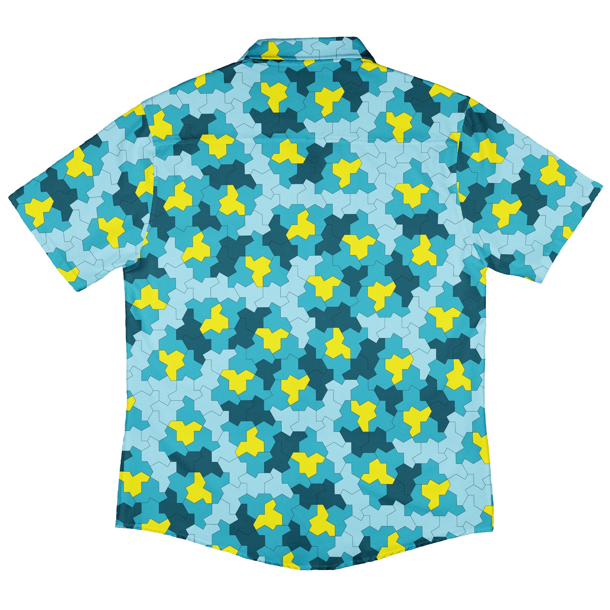 Einstein Tile Lagoon Teal Button Up Shirt Back