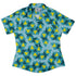 Einstein Tile Lagoon Teal Curvy Button Up Shirt womens front
