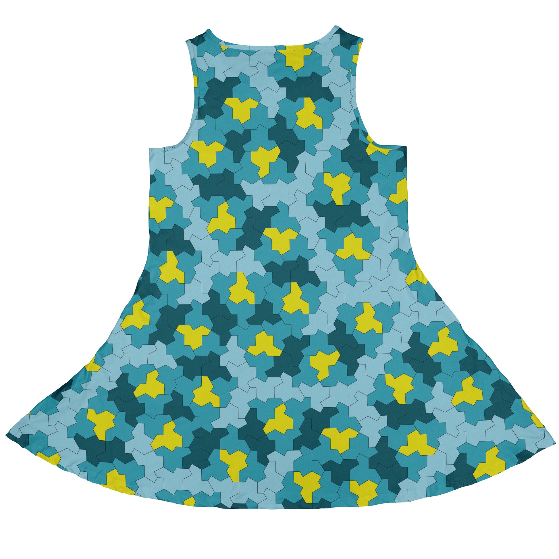 Einstein Tile Lagoon Teal Sleeveless Dress back