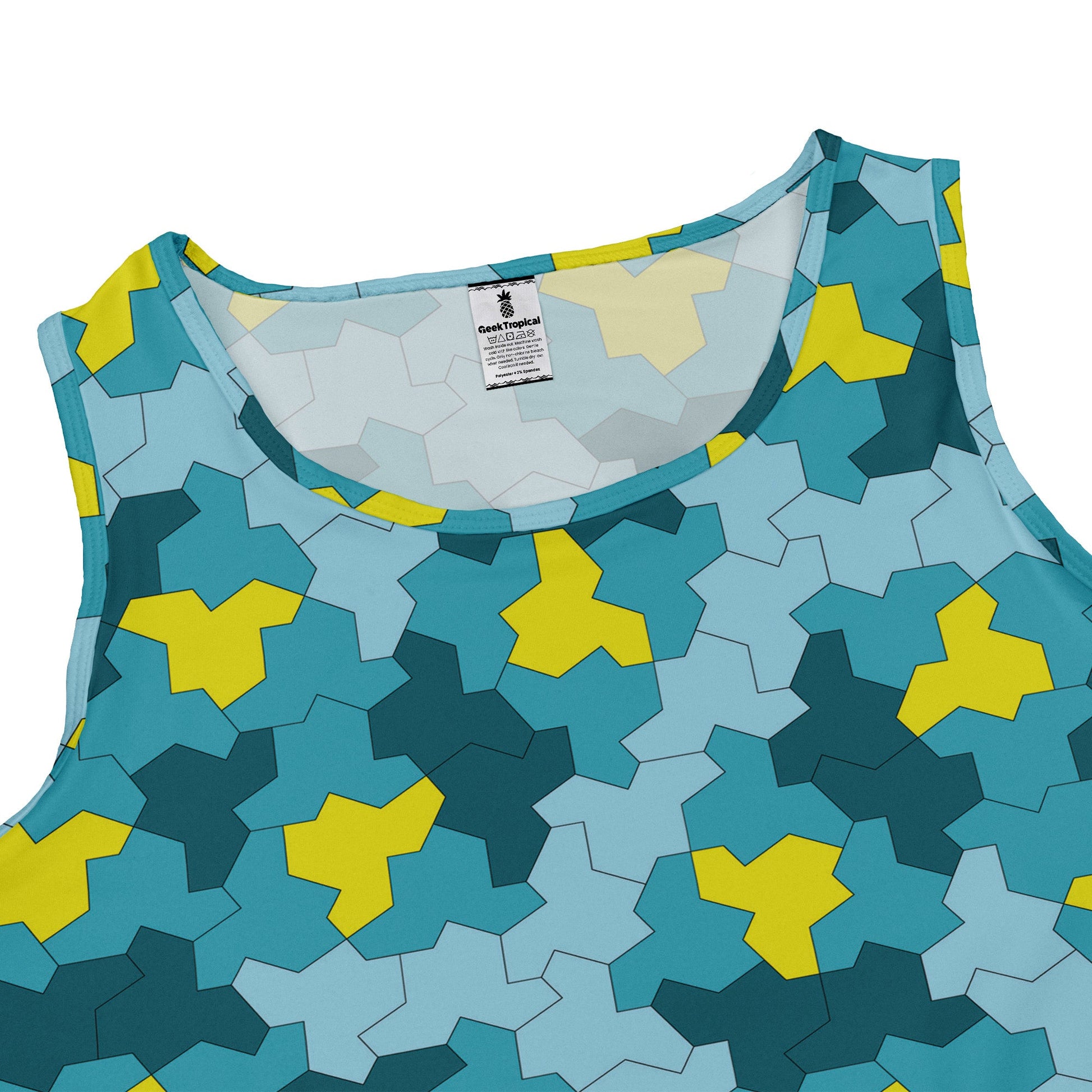 Einstein Tile Lagoon Teal Sleeveless Dress close front