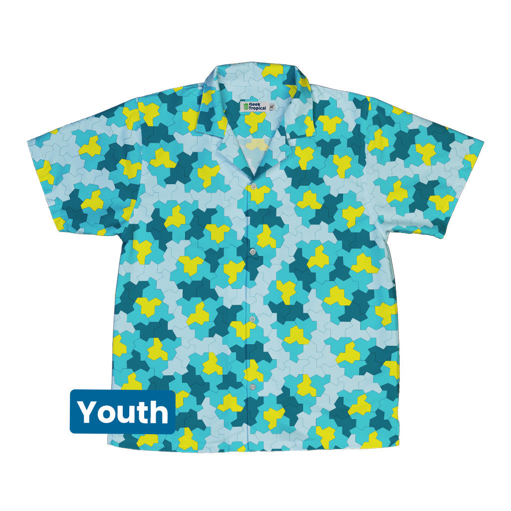Einstein Tile Lagoon Teal Youth Hawaiian Shirt Front