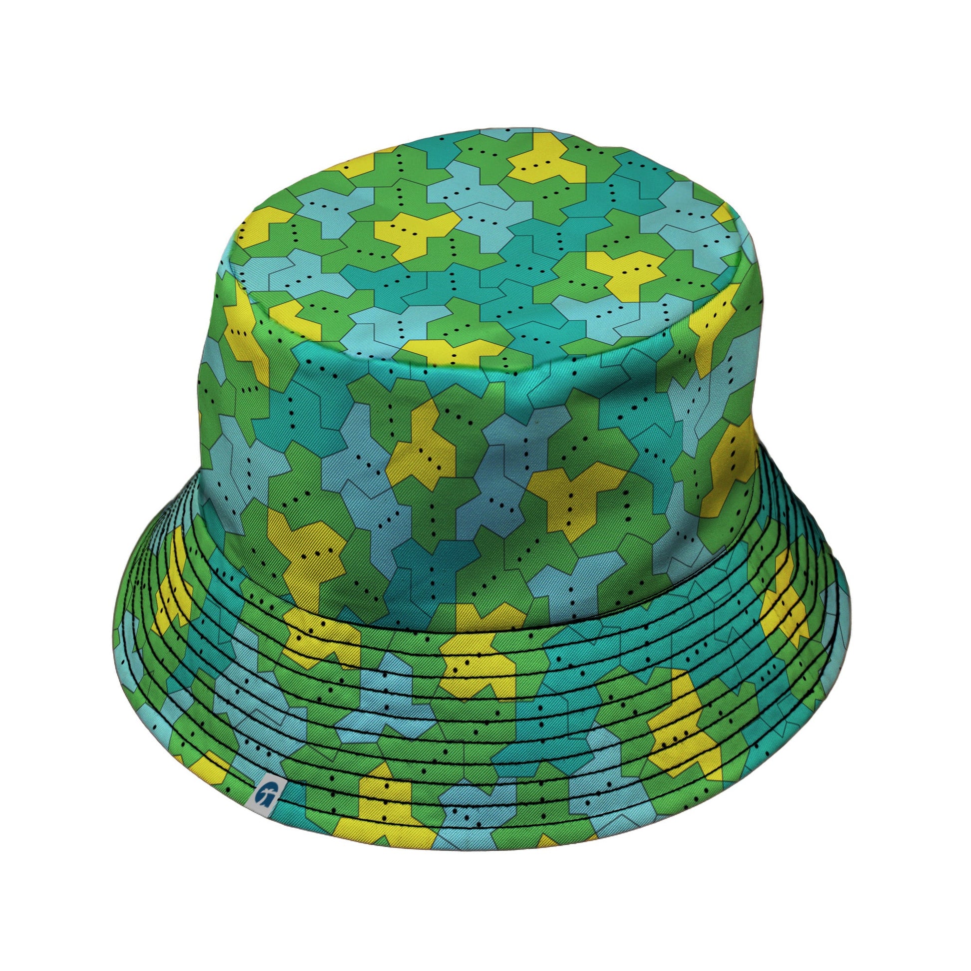 Einstein Tile Meadow Green Bucket Hat Black Stitching