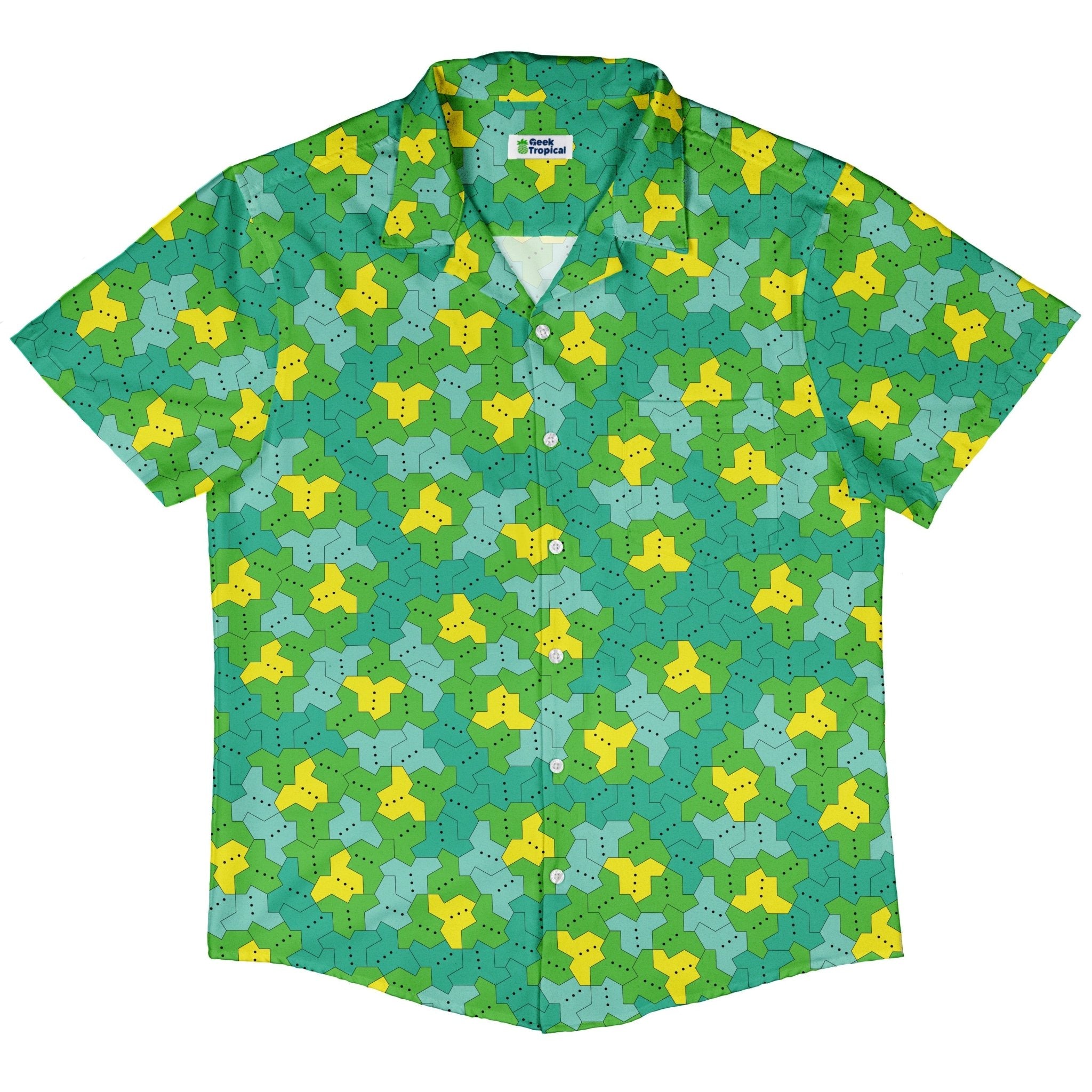 Einstein Tile Meadow Green Button Up Shirt 5