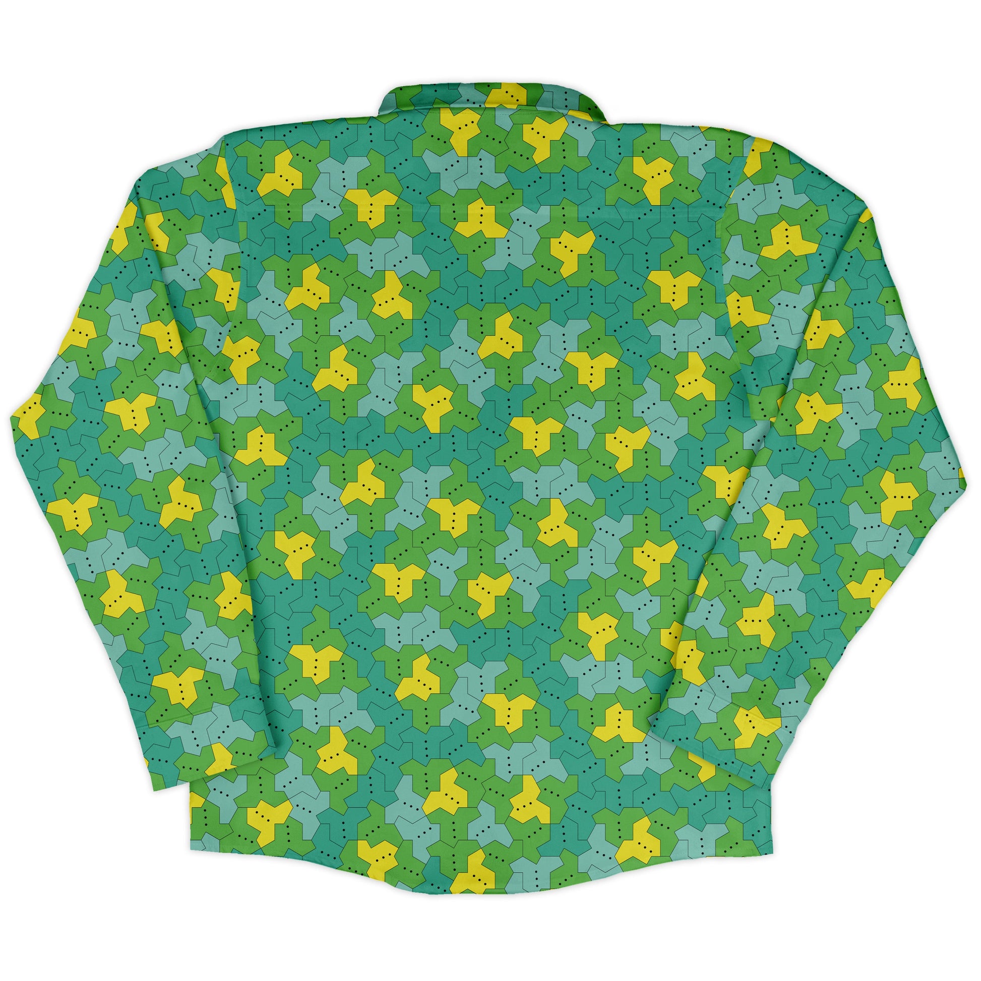 Einstein Tile Meadow Green Long Sleeve Button Up Shirt back