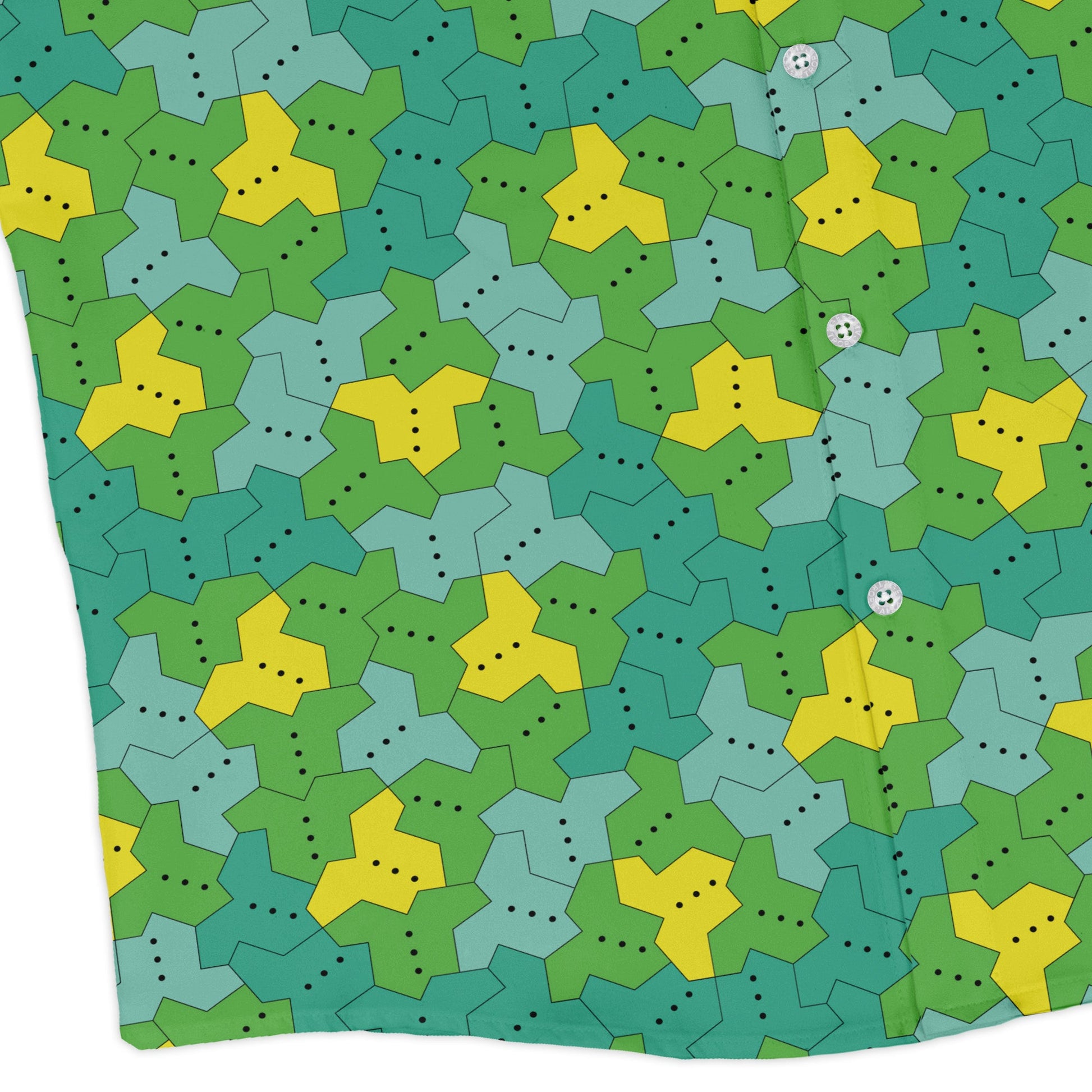 Einstein Tile Meadow Green Long Sleeve Button Up Shirt corner