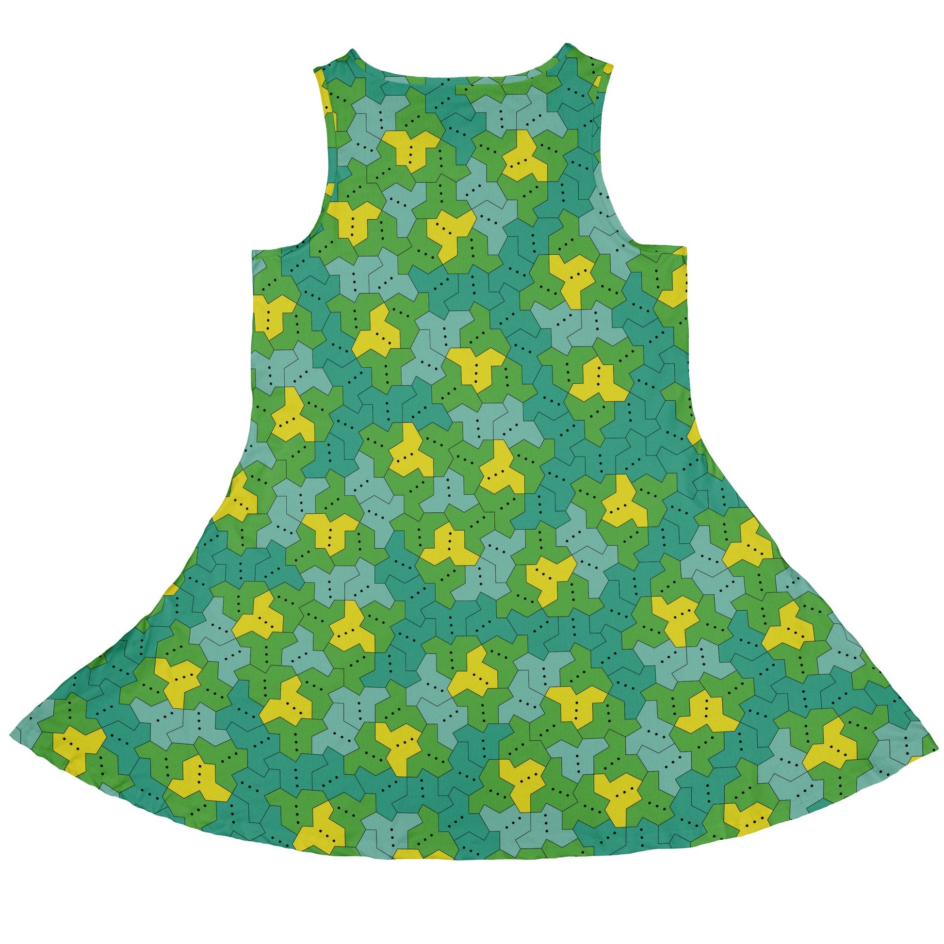 Einstein Tile Meadow Green Sleeveless Dress back