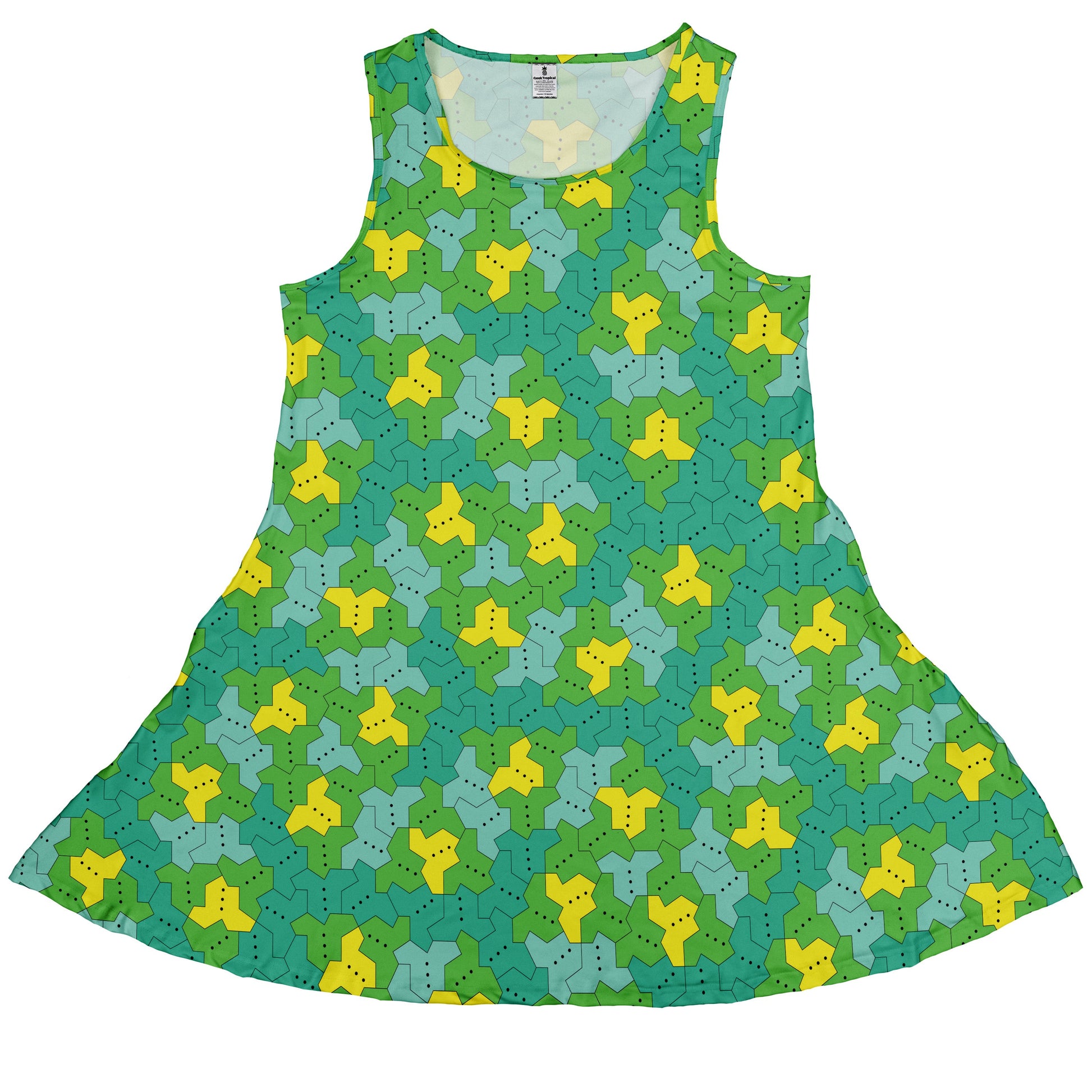 Einstein Tile Meadow Green Sleeveless Dress front